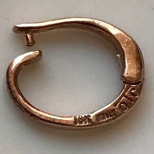Vintage ITALY 18K Rose Gold Hinged Snap Hoop Earring (single) OTC Signed